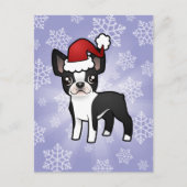 KerstBoston Terrier Feestdagenkaart (Voorkant)