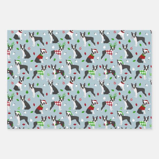 KerstBoston Terrier Inpakpapier Vel (Voorkant 2)