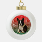 KerstBoston Terrier Keramische Bal Ornament (Voorkant)