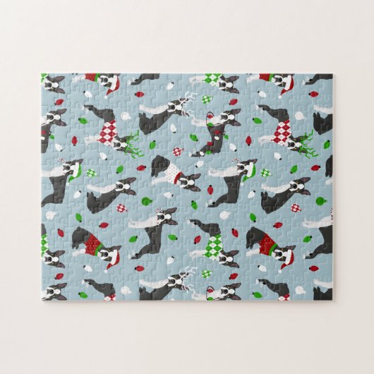 KerstBoston Terrier Legpuzzel (Horizontaal)