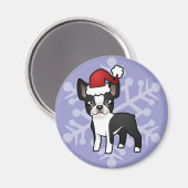 KerstBoston Terrier Magneet (Voorkant / Achterkant)
