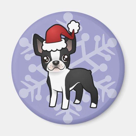 KerstBoston Terrier Magneet (Voorkant)