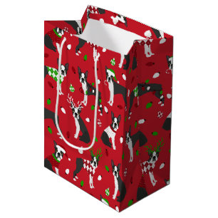 KerstBoston Terrier Medium Gift Bag Cadeauzakje