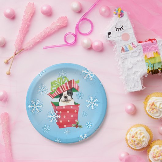 KerstBoston Terrier Papieren Bordje (Feest)