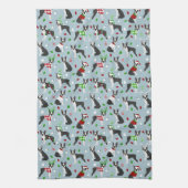 KerstBoston Terrier Theedoek (Verticaal)