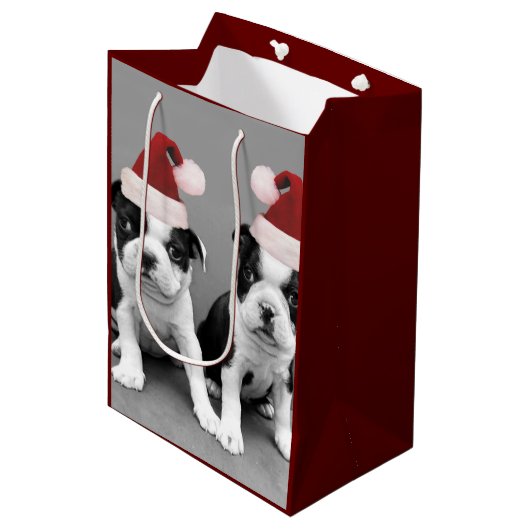 KerstBoston Terriers medium Gift Bag Cadeauzakje (Voorkant Gekanteld)