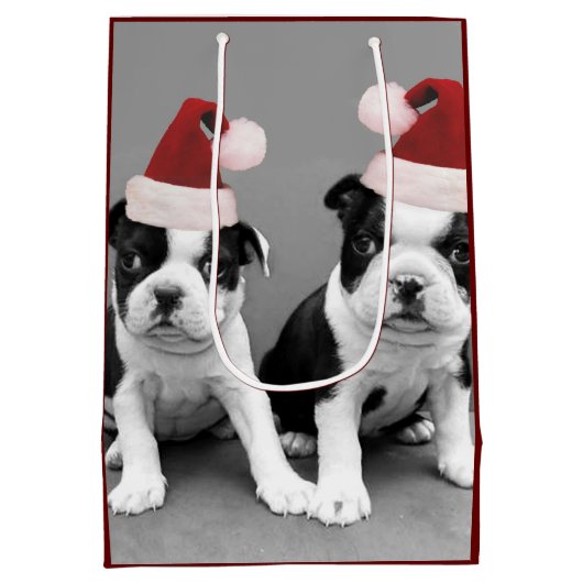 KerstBoston Terriers medium Gift Bag Medium Cadeauzakje (Achterkant)
