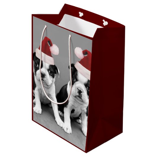 KerstBoston Terriers medium Gift Bag Medium Cadeauzakje (Achterkant Gekanteld)