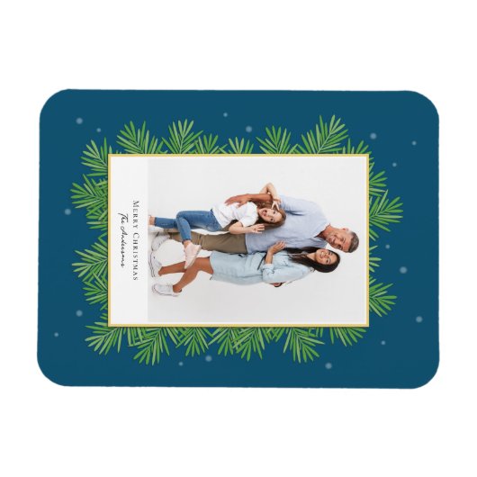 Kerstbotanicals groen Eenvoudige elegante foto Magneet (Horizontaal)