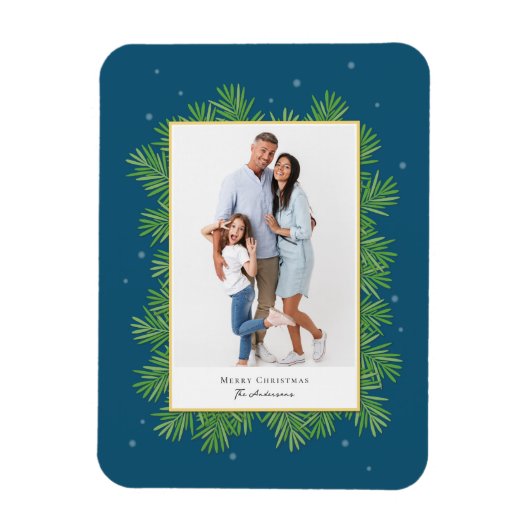 Kerstbotanicals groen Eenvoudige elegante foto Magneet (Verticaal)