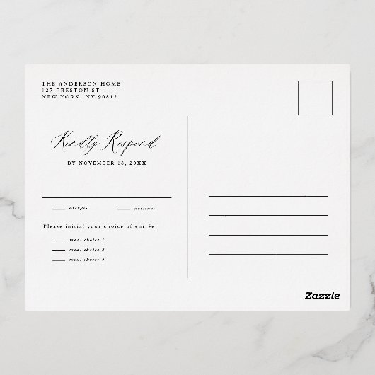 Kerstbotanische Antler Wreath Winter Weddenschap Folie Uitnodiging Briefkaart (Achterkant)