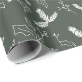 Kerstbotanische Berry Pine lekt groen Cadeaupapier (Rol Hoek)