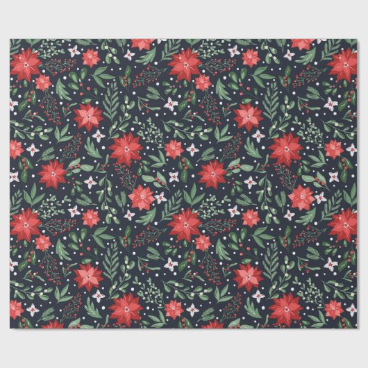 Kerstbotanische bessen Land Cadeaupapier (Vlak)