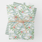 Kerstbotanische bladeren en bessen Waterverf Inpakpapier Vel (In situ)