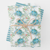 Kerstbotanische bladeren en Zeeen Waterverf Inpakpapier Vel (In situ)