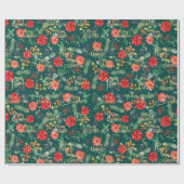 kerstbotanische druk cadeaupapier (Vlak)