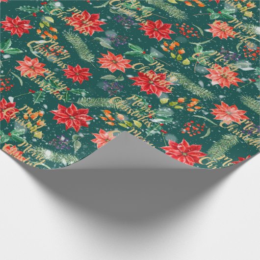 kerstbotanische druk cadeaupapier (Hoek)