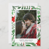 Kerstbotanische enkelfoto (wit) feestdagenkaart (Voorkant)