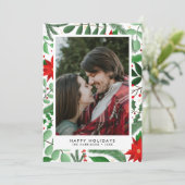 Kerstbotanische enkelfoto (wit) feestdagenkaart (Staand voorkant)