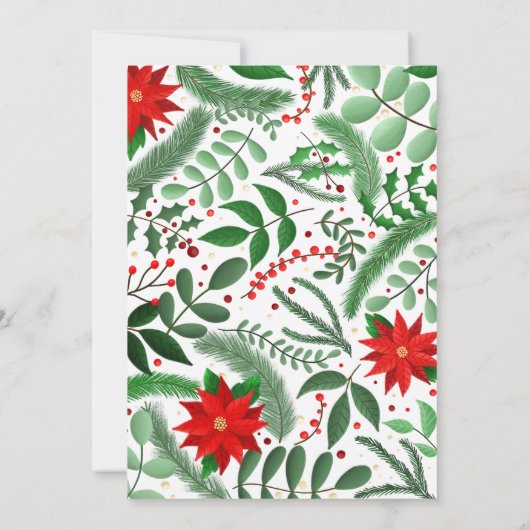 Kerstbotanische enkelfoto (wit) feestdagenkaart (Achterkant)