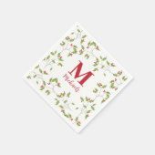 Kerstbotanische feestdag Holly Berries Monogram Servet (Hoek)