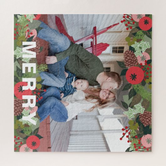 Kerstbotanische feestdag met feestdag legpuzzel (Horizontaal)