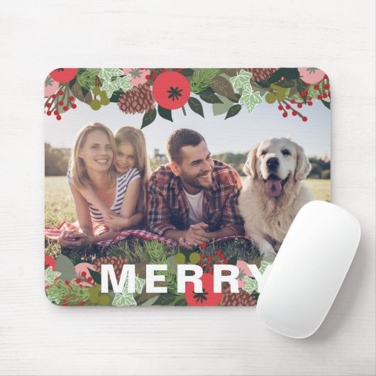 Kerstbotanische feestdag met feestdag muismat (Met muis)