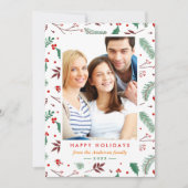 Kerstbotanische Happy Holiday Flat Foto Feestdagenkaart (Voorkant)