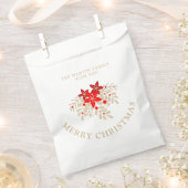 Kerstbotanische Holly Branches en Poinsettias Bedankzakje (Geknipt)