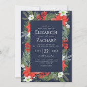 Kerstbotanische marineblauw winterhuwelijk kaart (Voorkant)