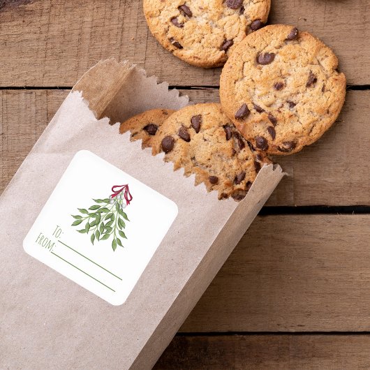 Kerstbotanische Mistletoe Elegant Greenery Vierkante Sticker