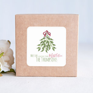 Kerstbotanische Mistletoe Elegant Greenery Vierkante Sticker