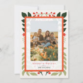 Kerstbotanische quilt vakantie fotokaart kaart (Voorkant)