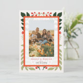 Kerstbotanische quilt vakantie fotokaart kaart (Staand voorkant)