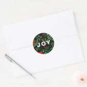 Kerstbotanische vreugde (op zwart) Vakantie Ronde Sticker (Envelop)