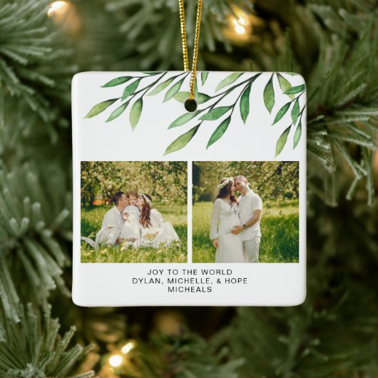 Kerstbotanische Waterverf Keramisch Ornament (Boom)