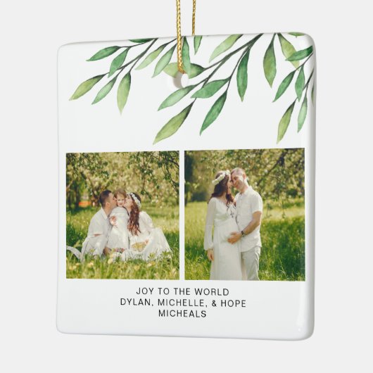 Kerstbotanische Waterverf Keramisch Ornament (Links)