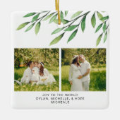 Kerstbotanische Waterverf Keramisch Ornament (Voorkant)