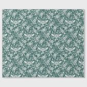 Kerstbotanische Woodcut Green Cadeaupapier (Vlak)