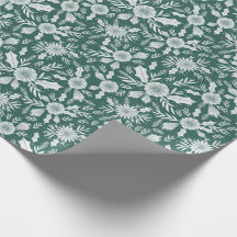 Kerstbotanische Woodcut Green