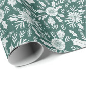 Kerstbotanische Woodcut Green Cadeaupapier (Rol Hoek)