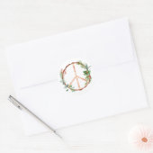 Kerstbotanische Wooden Peace Sign Ronde Sticker (Envelop)