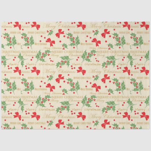 Kerstboten en Holly Tissuepapier (Voorkant)