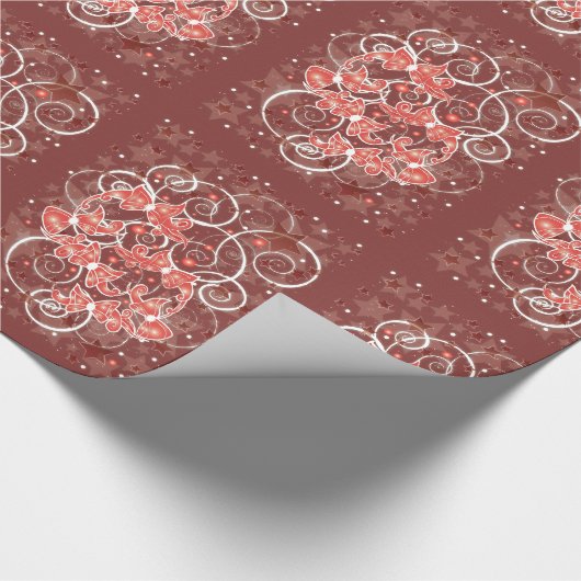 Kerstboten en -sterren met elegante en uisterstaar cadeaupapier (Hoek)