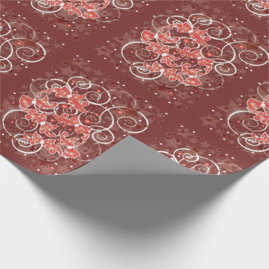 Kerstboten en -sterren met elegante en uisterstaar cadeaupapier (Hoek)