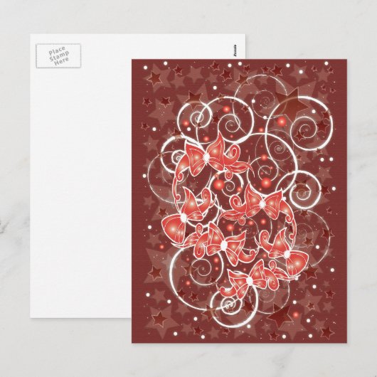 Kerstboten en -sterren met elegante en uisterstaar feestdagenkaart (Voorkant / Achterkant)