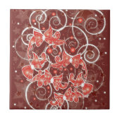 Kerstboten en -sterren met elegante en uisterstaar tegeltje (Voorkant)