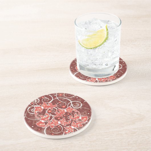 Kerstboten en -sterren met elegante en uisterstaar zandsteen onderzetter (Zijkant)