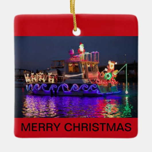 Kerstboten met kerstmis keramisch ornament (Voorkant)