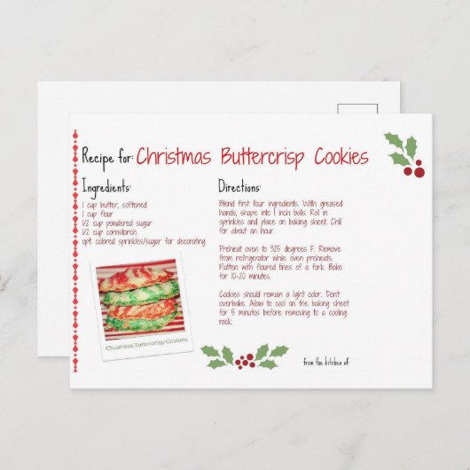 kerstboterchips koekjes briefkaart (Voorkant / Achterkant)